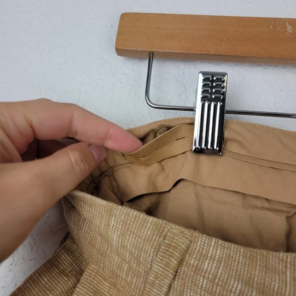 Posse Nancy Trouser in Walnut Linen Pleated Straight Wide Leg Tan Small - Picture 8 of 13